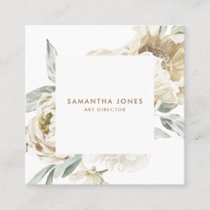 Minimalistisch Modernes Weißes Peonie-Gebirge Telefonnummerkarte