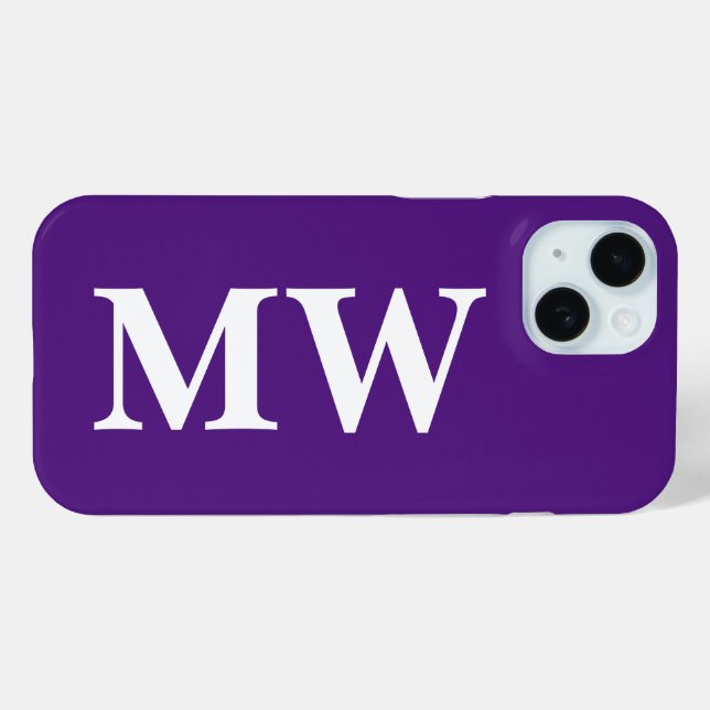 Minimalistisch Monogram Lila Initial Stylish Moder Case-Mate iPhone Hülle (Rückseite (Horizontal))