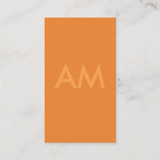 Minimalistisch Monogramm Orange Visitenkarte (Vorderseite)