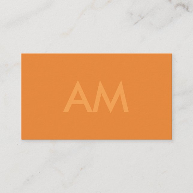Minimalistisch Monogramm Orange Visitenkarte (Vorderseite)