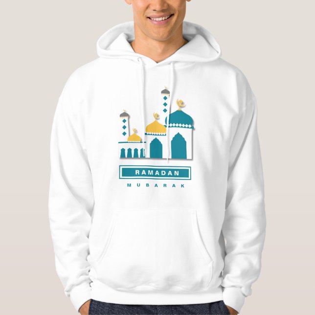 Minimalistisch Moschee Hoodie - Deep Aquamarin & G (Vorderseite)
