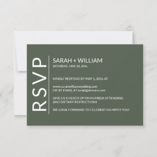 Minimalistisch Moss Green Modern RSVP Card Karte