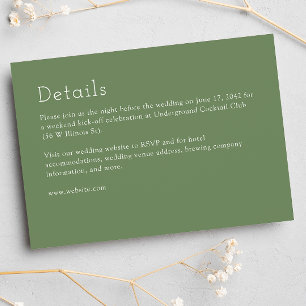 Minimalistisch Mute Green Wedding Begleitkarte