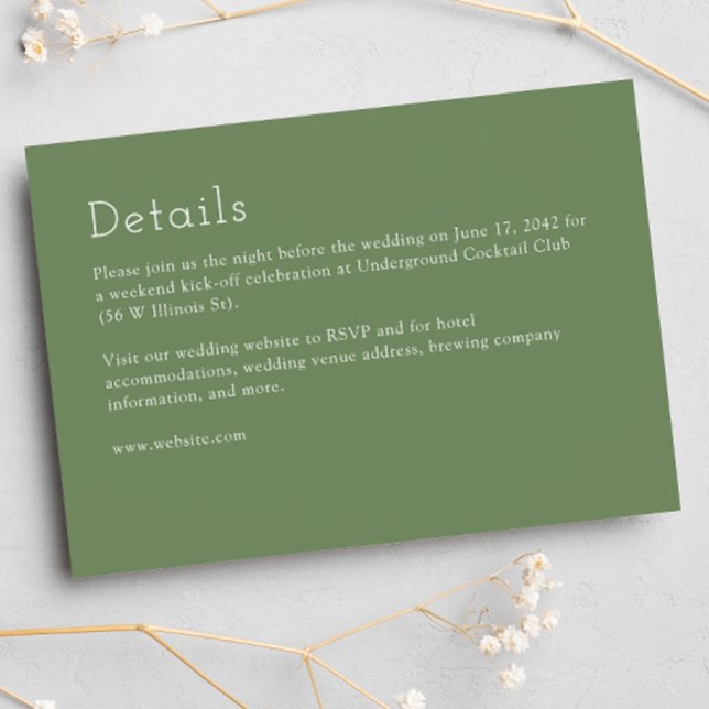 Minimalistisch Mute Green Wedding Begleitkarte (Von Creator hochgeladen)