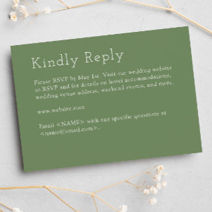 Minimalistisch Mute Green Wedding RSVP Karte
