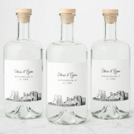 Minimalistisch Myrtle Beach Wedding Custom Alkoholflaschenetikett