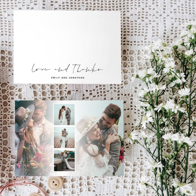 Minimalistisch Name Script Foto Hochzeit Liebe Dan Mitteilungskarte (Von Creator hochgeladen)