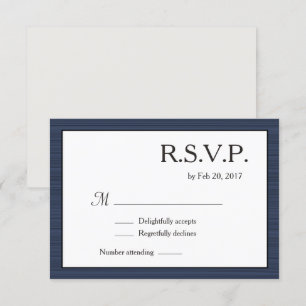 Minimalistisch Navy Blau Weiß Grau Streifen RSVP Einladung
