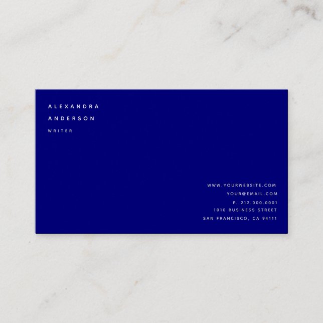 Minimalistisch Navy Blue 2 Sprachen Business Card Visitenkarte (Vorderseite)