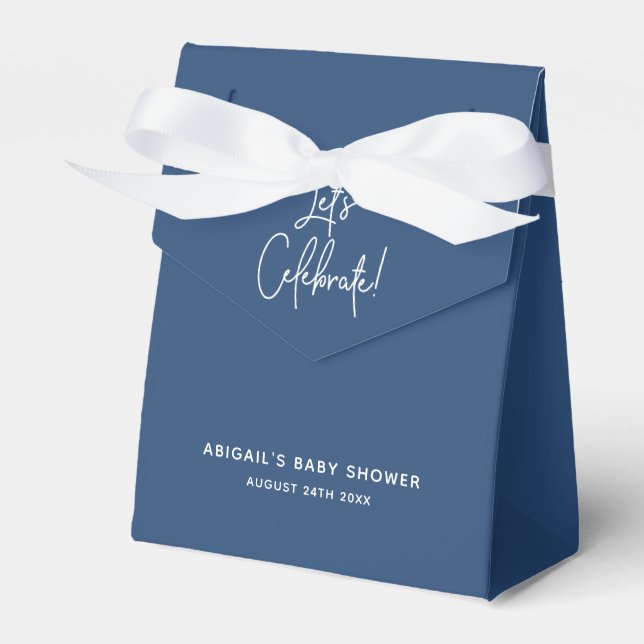 Minimalistisch Navy Blue Baby Duschbox Geschenkschachtel (Vorderseite)