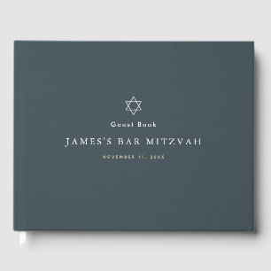 Minimalistisch Navy Blue Bar Mitzvah Gästebuch