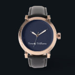 Minimalistisch Navy Blue Beruflich Simple Armbanduhr<br><div class="desc">Diese einfachen,  minimalistischen können personalisiert sein,  einen Namen oder einen beliebigen Text Ihrer Wahl einzufügen. Wenn Sie keinen Text gewollt haben und nur ein Leerzeichen bevorzugen,  können Sie den Text einfach löschen.</div>