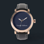 Minimalistisch Navy Blue Beruflich Simple Armbanduhr<br><div class="desc">Diese einfachen,  minimalistischen können personalisiert sein,  einen Namen oder einen beliebigen Text Ihrer Wahl einzufügen. Wenn Sie keinen Text gewollt haben und nur ein Leerzeichen bevorzugen,  können Sie den Text einfach löschen.</div>
