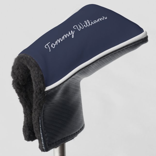 Minimalistisch Navy Blue Beruflich Simple Golf Headcover (3/4 Vorderseite)