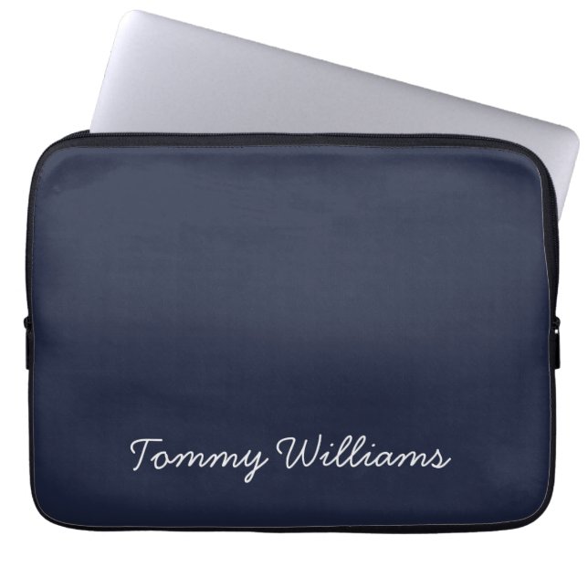 Minimalistisch Navy Blue Beruflich Simple Laptopschutzhülle (Vorderseite)