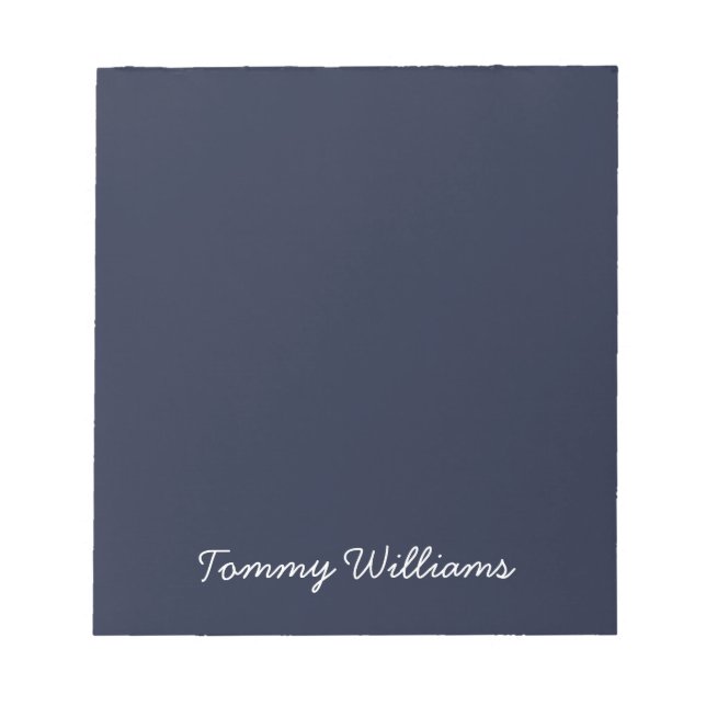 Minimalistisch Navy Blue Beruflich Simple Notizblock (Vorderseite)