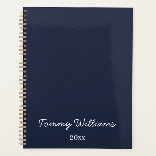 Minimalistisch Navy Blue Beruflich Simple Planer (Vorderseite)