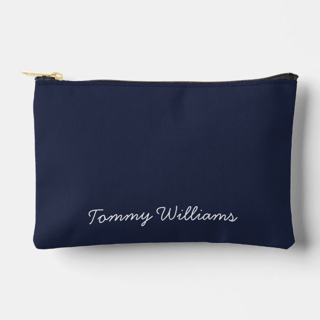 Minimalistisch Navy Blue Beruflich Simple Zubehörtasche (Vorderseite)