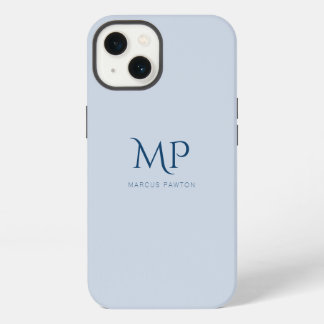 Minimalistisch Navy Blue Custom Monogram iPhone 13 Hülle
