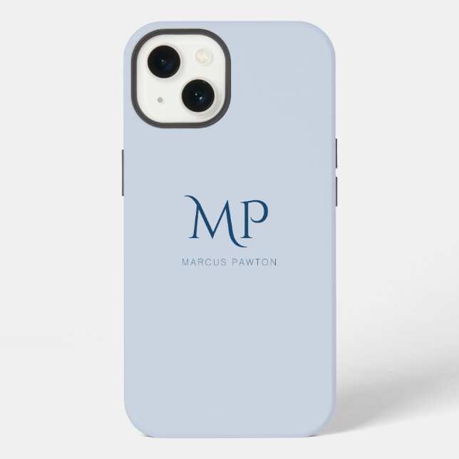 Minimalistisch Navy Blue Custom Monogram iPhone Hülle (Rückseite)