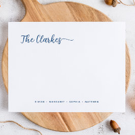 Minimalistisch Navy Blue Family Stationery Mitteilungskarte