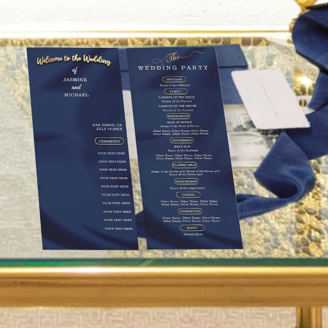 Minimalistisch Navy Blue Gold Classic Wedding Prog (Von Creator hochgeladen)