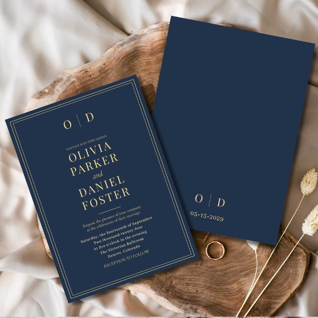 Minimalistisch Navy Blue Gold Elegante Moderne Hoc Einladung (Von Creator hochgeladen)