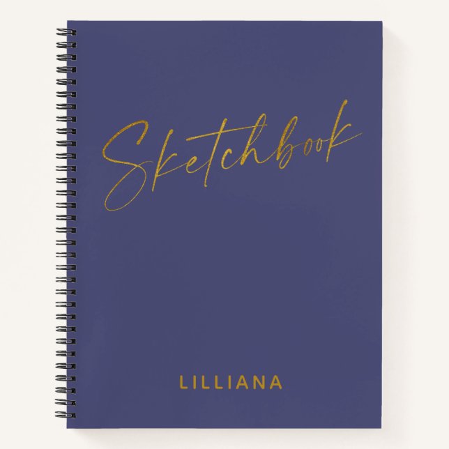 Minimalistisch Navy Blue Gold Personalisiertes Ske Notizbuch (Vorderseite)