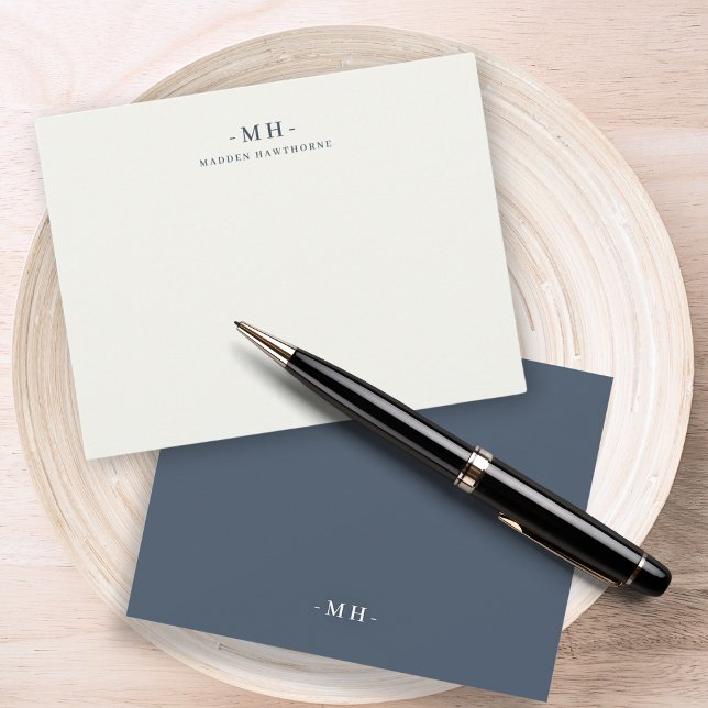 Minimalistisch Navy Blue Ivory Simple Elegant Mono Mitteilungskarte (Von Creator hochgeladen)