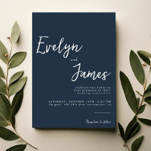 Minimalistisch Navy Blue Modern Einzigartige Hochz