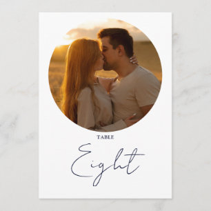 Minimalistisch Navy Blue Modern Script Tischnummer