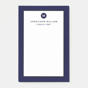 Minimalistisch Navy Blue Monogram Post-it Klebezettel