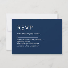 Minimalistisch Navy Blue RSVP Card Karte