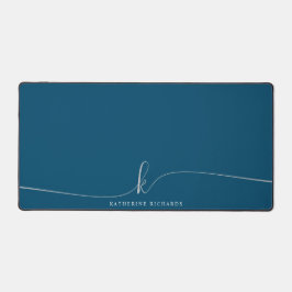 Minimalistisch Navy Blue Script Calligraphie Monog Schreibtischunterlage