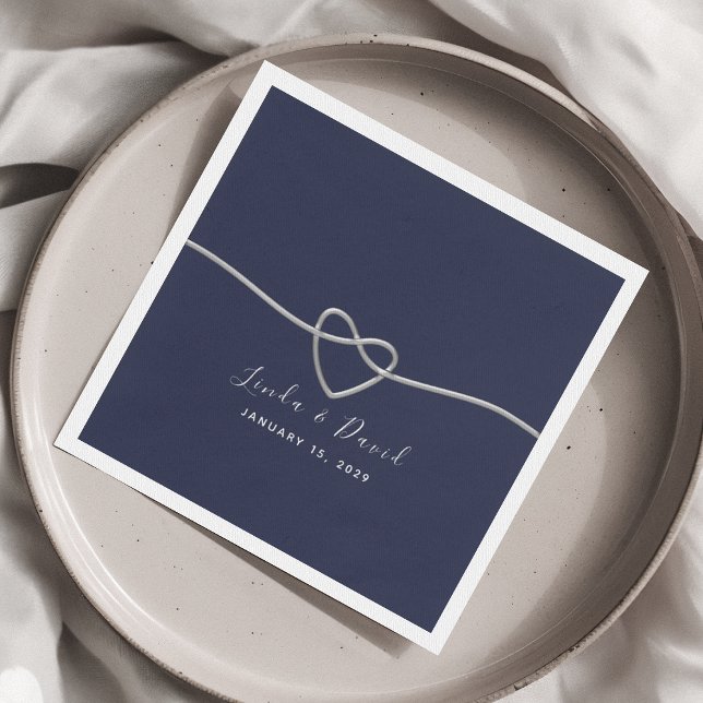 Minimalistisch Navy Blue Wedding Napkins Serviette (Von Creator hochgeladen)