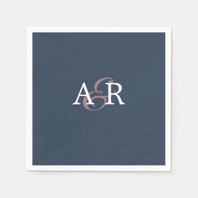 Minimalistisch Navy Initial Monogram Wedding Napki Serviette (Vorderseite)