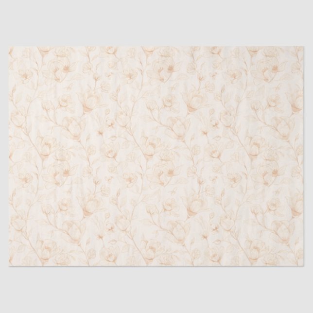 Minimalistisch Neutral Botanisch Seidenpapier (Vorderseite)