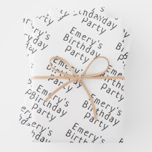 Minimalistisch neutral mit Namen glücklich Geburts Geschenkpapier Set