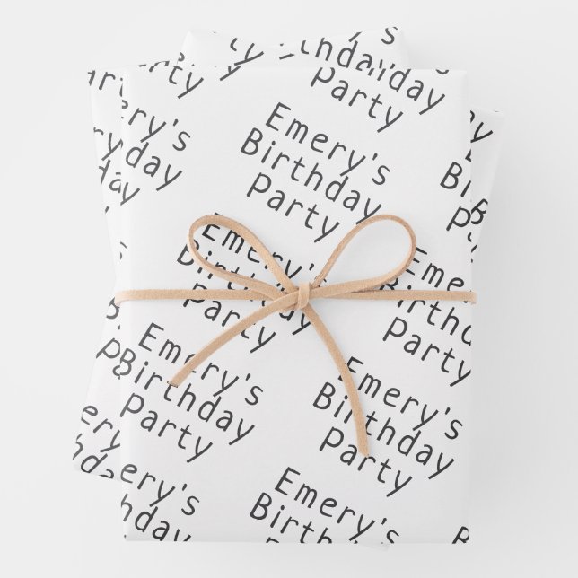 Minimalistisch neutral mit Namen glücklich Geburts Geschenkpapier Set (Beispiel)