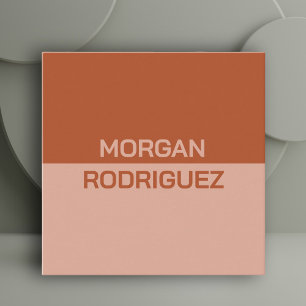 Minimalistisch-neutral-orange Kupferterracotta Quadratische Visitenkarte
