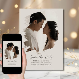 Minimalistisch neutral Save the Date modern einfac