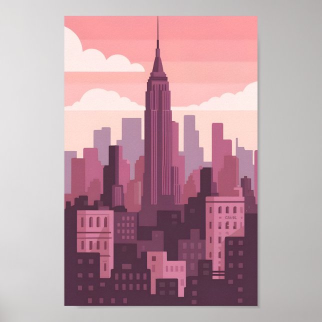Minimalistisch New York City 4K Vector Skyline Poster (Vorne)