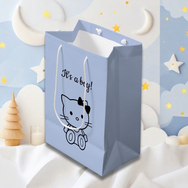 Minimalistisch Niedliche blaue Kitty Mittlere Geschenktüte (Von Creator hochgeladen)