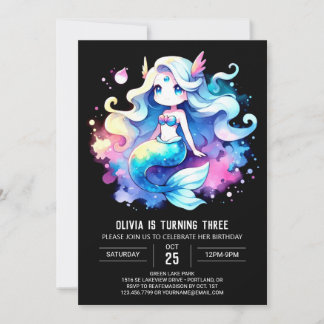 Minimalistisch Niedliche Mermaid Geburtstag Einladung