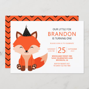 Minimalistisch Niedlicher Little Fox Zigzag Geburt Einladung