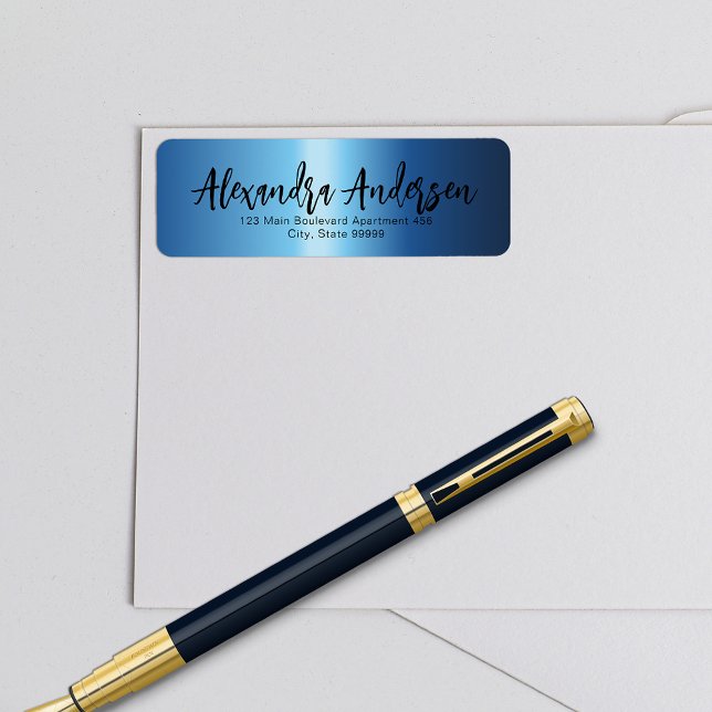 Minimalistisch Night Blue Metallic Trendy Script L (Von Creator hochgeladen)
