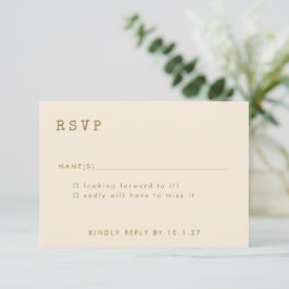 Minimalistisch Ochre Retro Schreibmaschine Schrift RSVP Karte