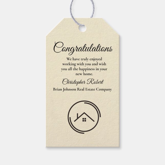 Minimalistisch Off White Real Anwesen Geschenkanhänger (Vorderseite)