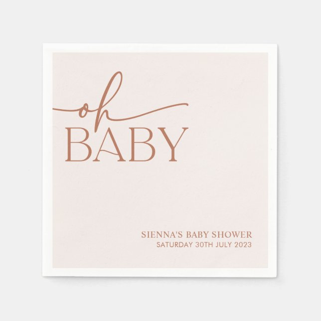 Minimalistisch Oh Baby Gender Neutral Baby Dusche Serviette (Vorderseite)
