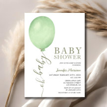 Minimalistisch Oh Baby Sage Green Balloon Babydusc